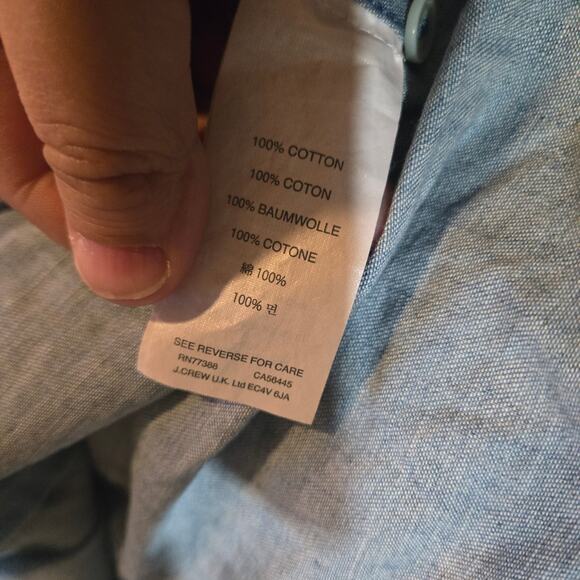 J crew top womens size 0 blue always chambray cotton button down shirt casual - Picture 5 of 8